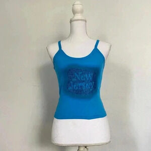 Blue sparkly New Jersey graphic tank top.